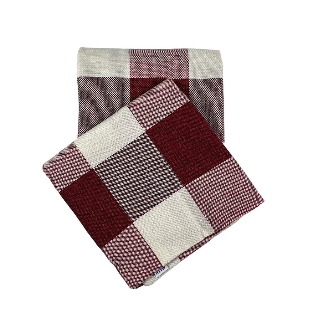 HWY 50 Buffalo Plaid Throw Pillow Cover Red White Check Farmhouse Zip 18x18
